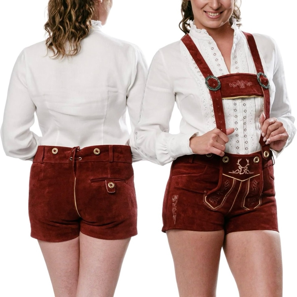 Women's Red Lederhosen Shorts